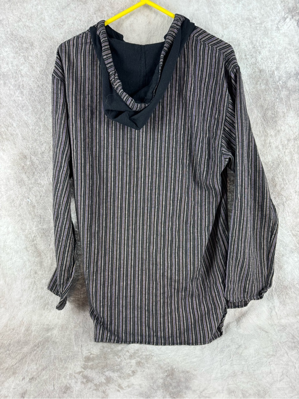 EARTHBOUND Black and Gray Striped Hooded Pullover Hippy XL
